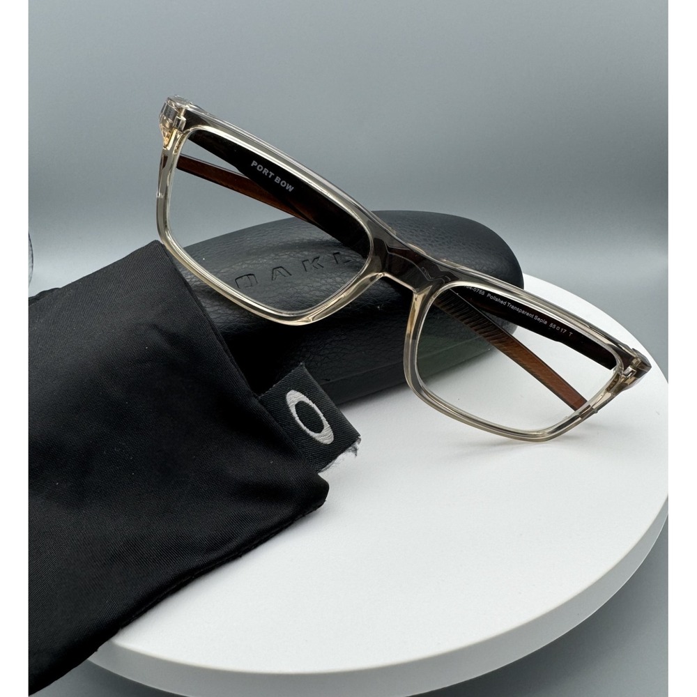 Oakley Port Bow 141 OX8164-0755 Polished Transparent Sepia 55-17 w/Case
